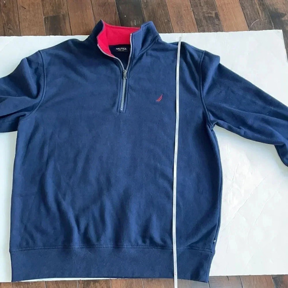 Nautica quarter zip sweatshirt Navy Red logo Men’s size XL Casual Athleisure - Picture 7 of 12